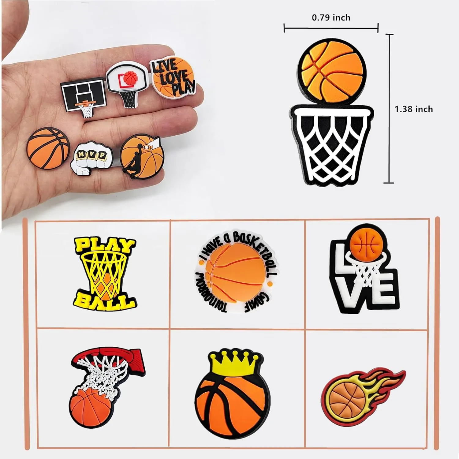 25pcs Sports Shoe Charm for Sandals PVC Sports Charm Decorations for Clog Party Gifts to Boys Teens Man with 50 sport Stickers 2 Tattoo Stickers