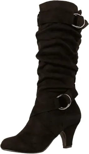 AMDBEL Mid Calf Boots for Women High Heel Fall Boots for Women 2024 Winter Slip On Pointed Toe Boots Fashion Booties Shoes