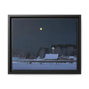 Ben Bauer: "Moonset, 7 Minutes to Sun Up" - Framed Canvas Reproduction