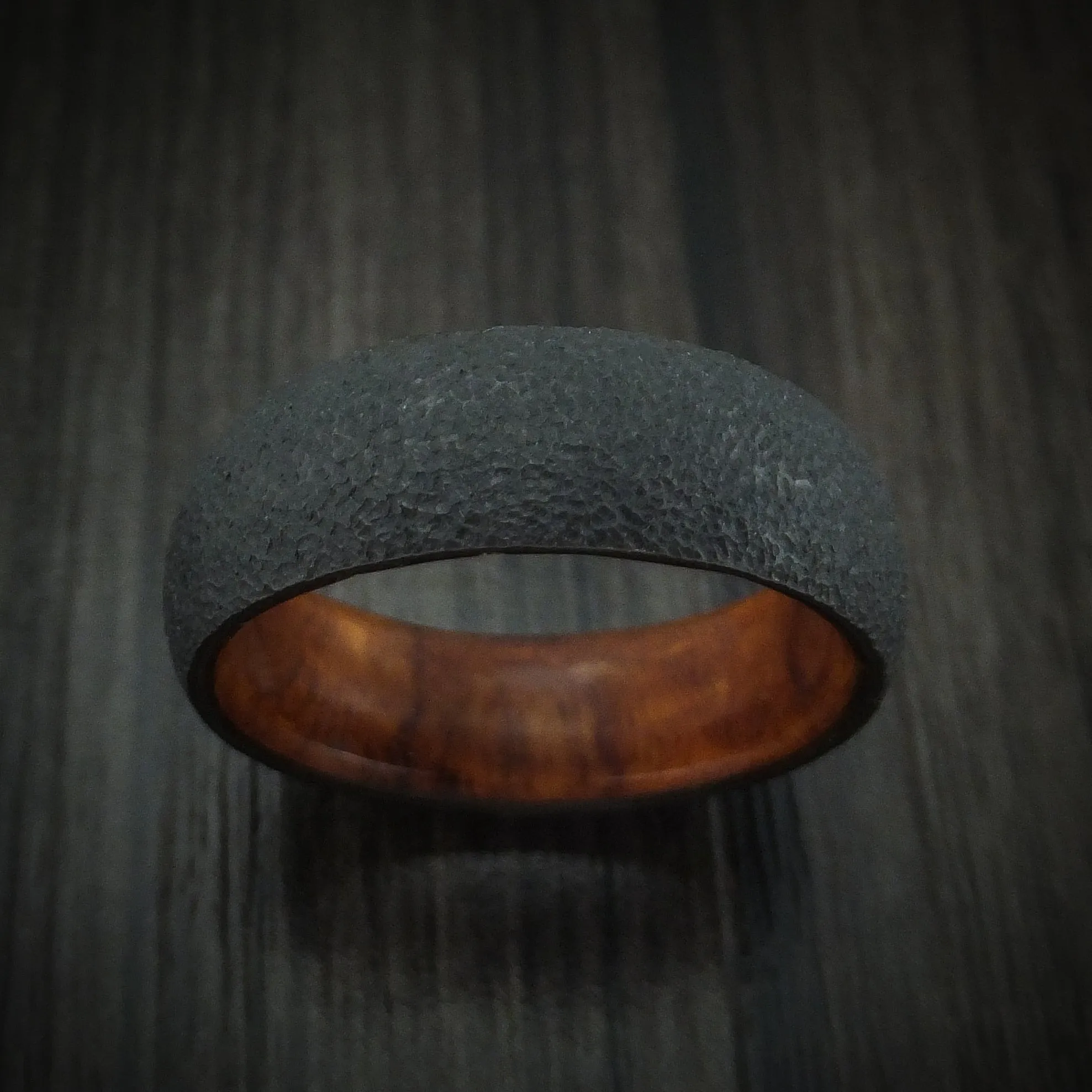 Black Zirconium and Hardwood Men's Ring Custom Made Band