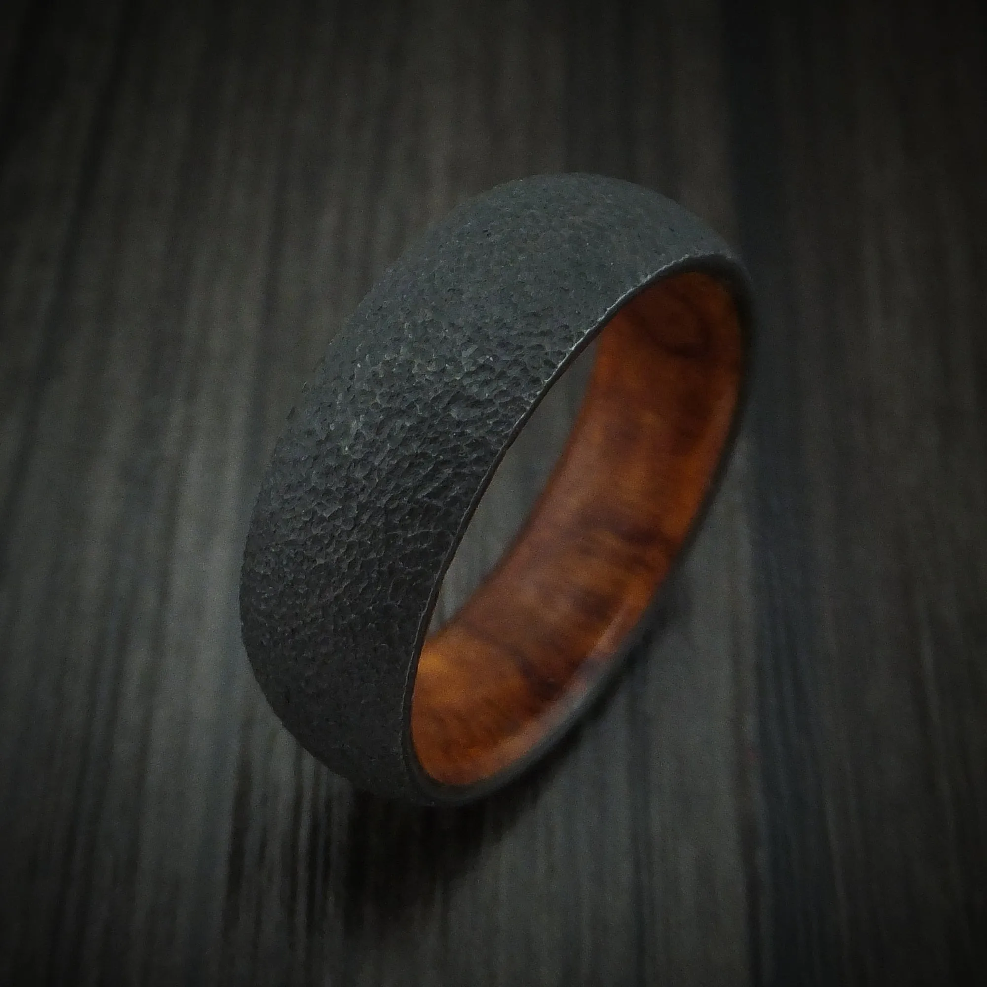 Black Zirconium and Hardwood Men's Ring Custom Made Band