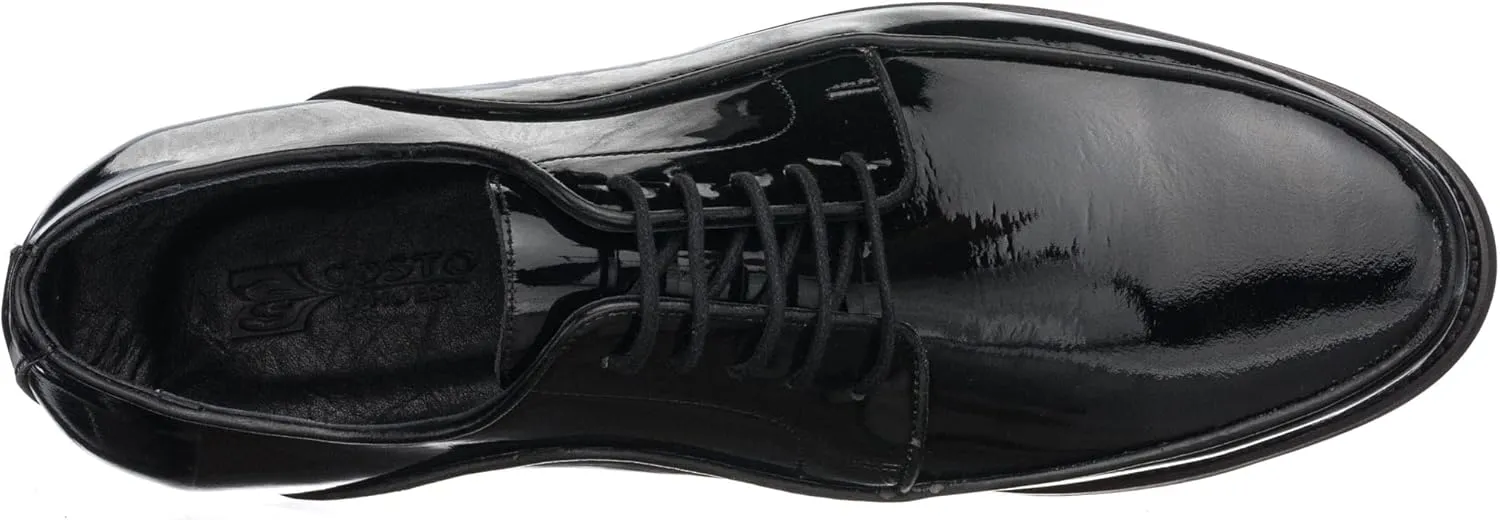 DALGALA Men's Black Patent Leather Big Size Handmade Formal Dress Shoes