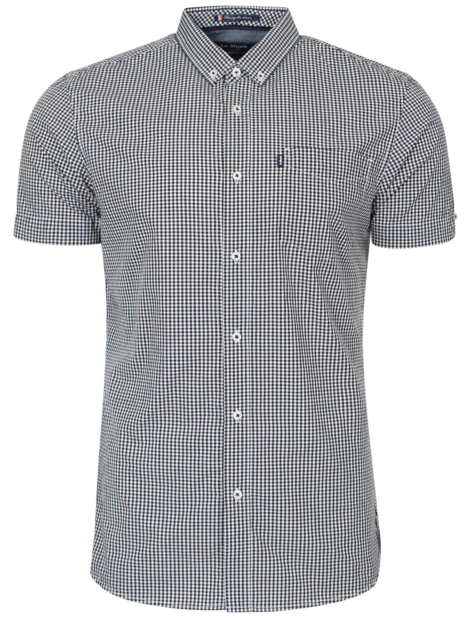 Gingham Shirt in Navy - Le Shark