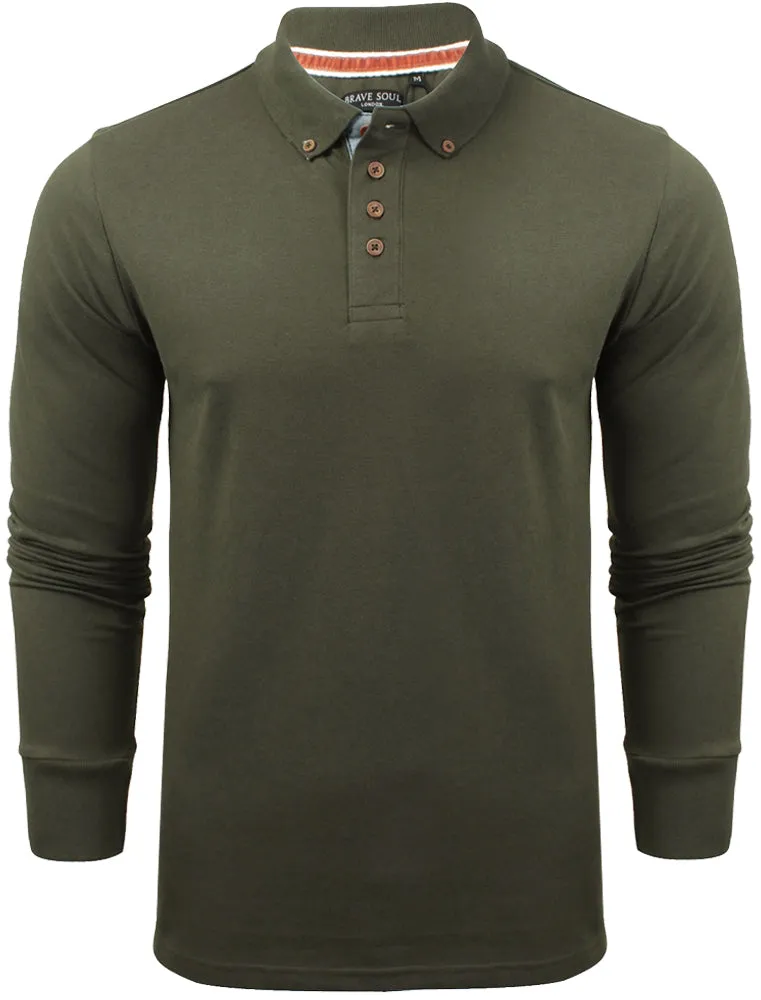 Howell Long Sleeve Polo Shirt in Khaki