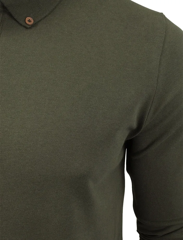 Howell Long Sleeve Polo Shirt in Khaki