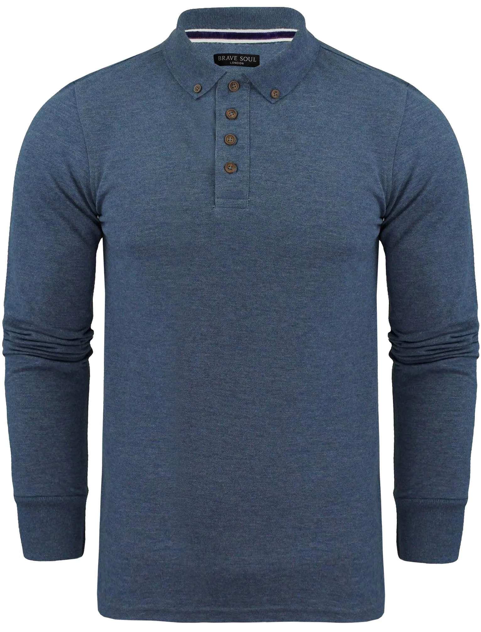 Howell Long Sleeve Polo Shirt in Ocean Blue