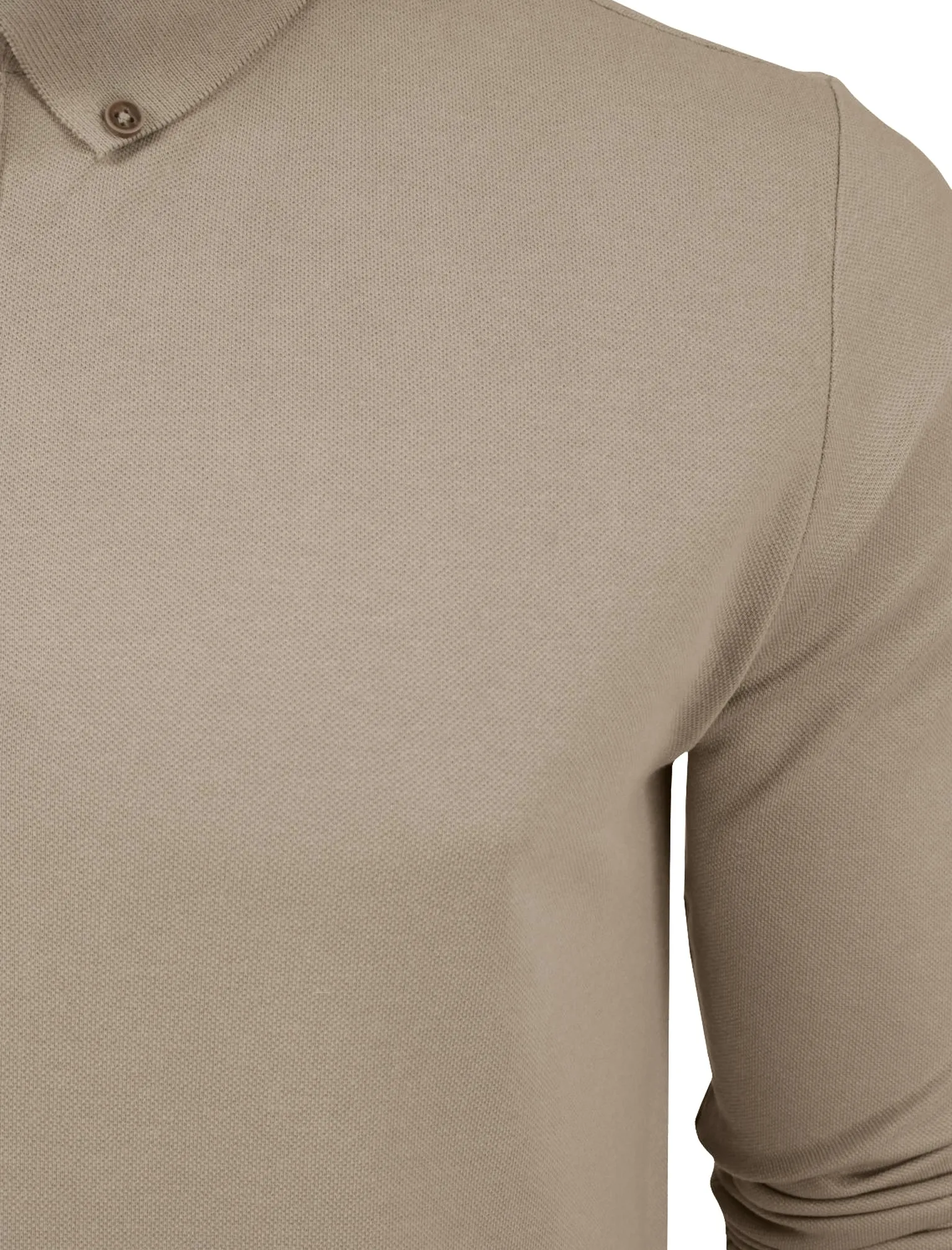Howell Long Sleeve Polo Shirt in Stone