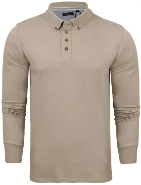 Howell Long Sleeve Polo Shirt in Stone