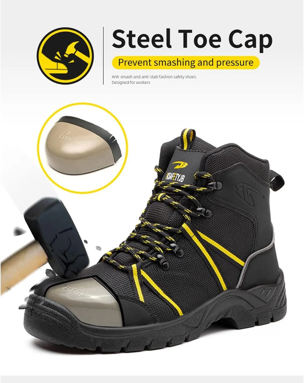 Lightweight Safety Shoes Unisex Men Safety Trainers Women Steel Toe Cap Breathable Protective Work Shoes (Color : Brown, Size : 8 US)