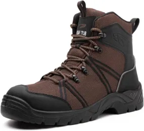 Lightweight Safety Shoes Unisex Men Safety Trainers Women Steel Toe Cap Breathable Protective Work Shoes (Color : Brown, Size : 8 US)
