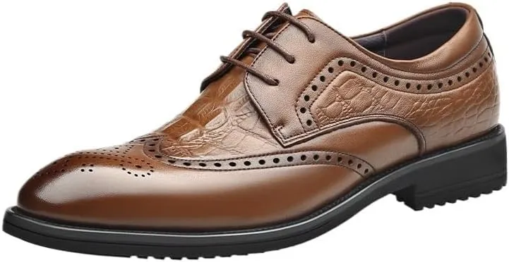 Luxury Men's Leather Casual Shoes, Breathable Printing Loafers, Fashion Lace-Up Moccasins, Business Dress Shoes