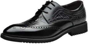 Luxury Men's Leather Casual Shoes, Breathable Printing Loafers, Fashion Lace-Up Moccasins, Business Dress Shoes