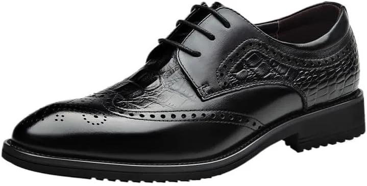 Luxury Men's Leather Casual Shoes, Breathable Printing Loafers, Fashion Lace-Up Moccasins, Business Dress Shoes