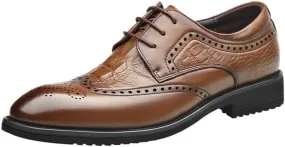 Luxury Men's Leather Casual Shoes, Breathable Printing Loafers, Fashion Lace-Up Moccasins, Business Dress Shoes