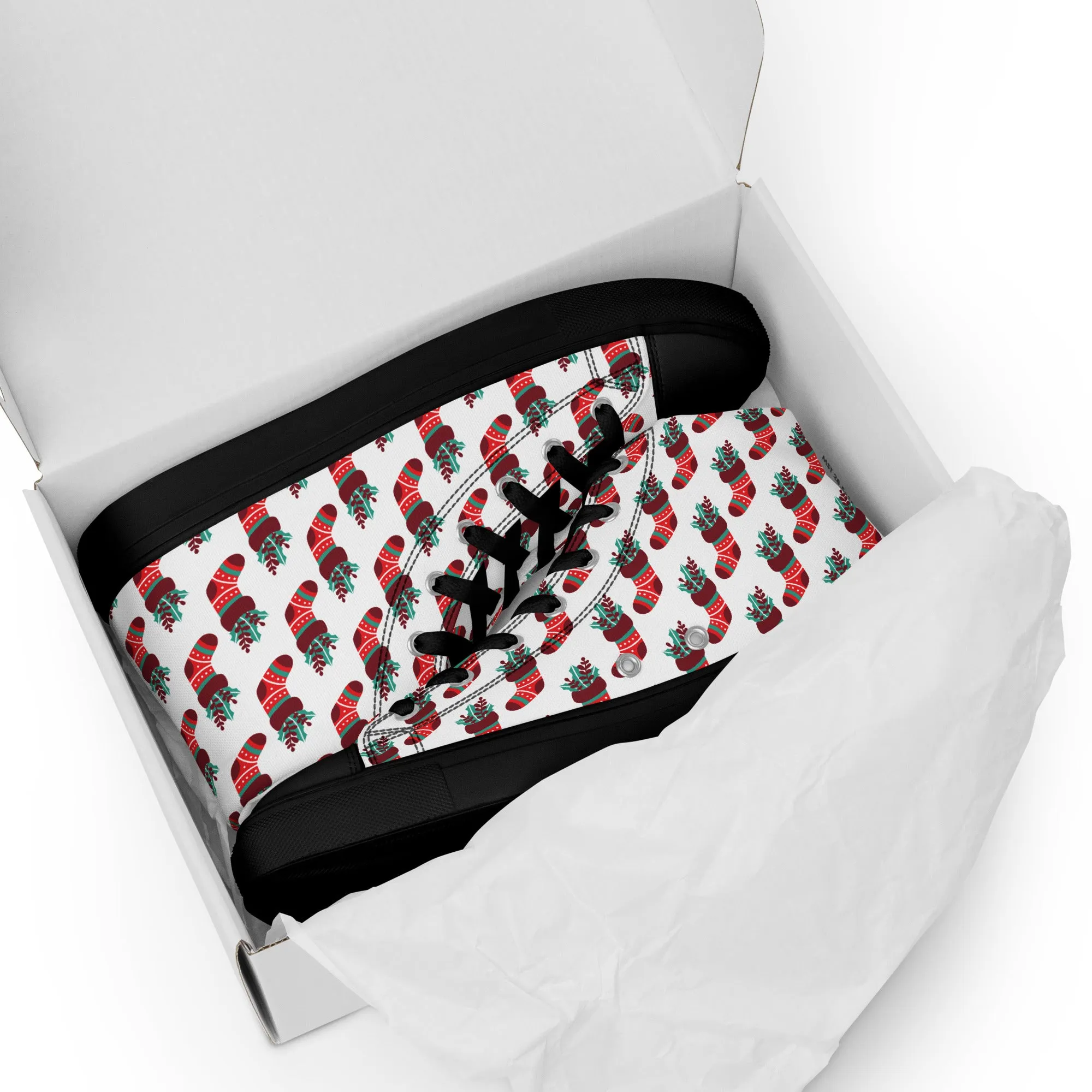 Men Christmas High Top Canvas Shoes (Glamourange Holiday Magic Canvas Shoes For Men - 0014)
