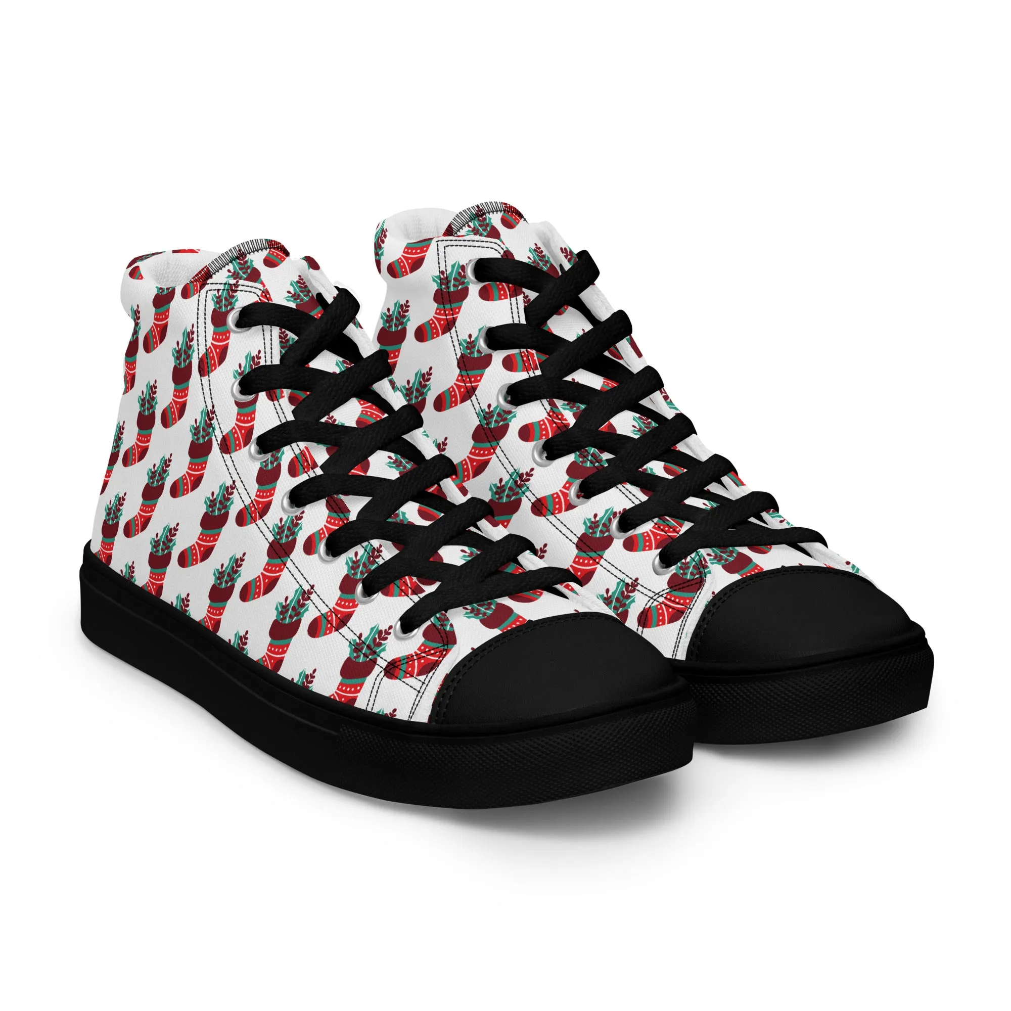 Men Christmas High Top Canvas Shoes (Glamourange Holiday Magic Canvas Shoes For Men - 0014)