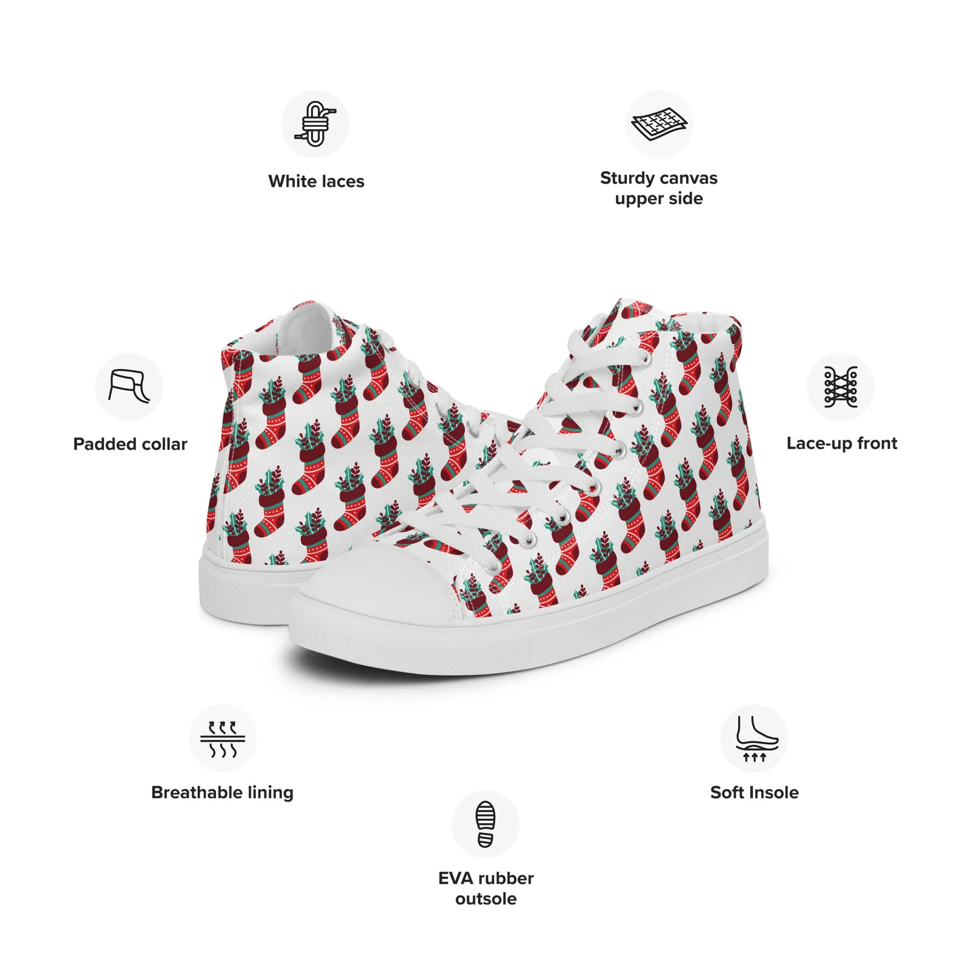 Men Christmas High Top Canvas Shoes (Glamourange Holiday Magic Canvas Shoes For Men - 0014)