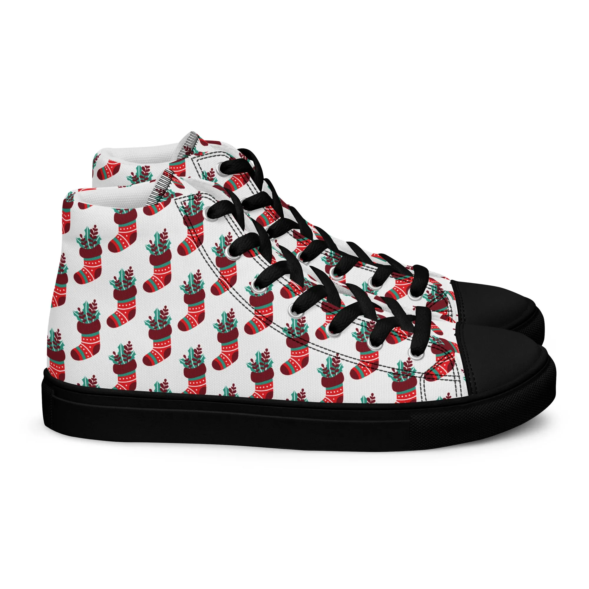 Men Christmas High Top Canvas Shoes (Glamourange Holiday Magic Canvas Shoes For Men - 0014)