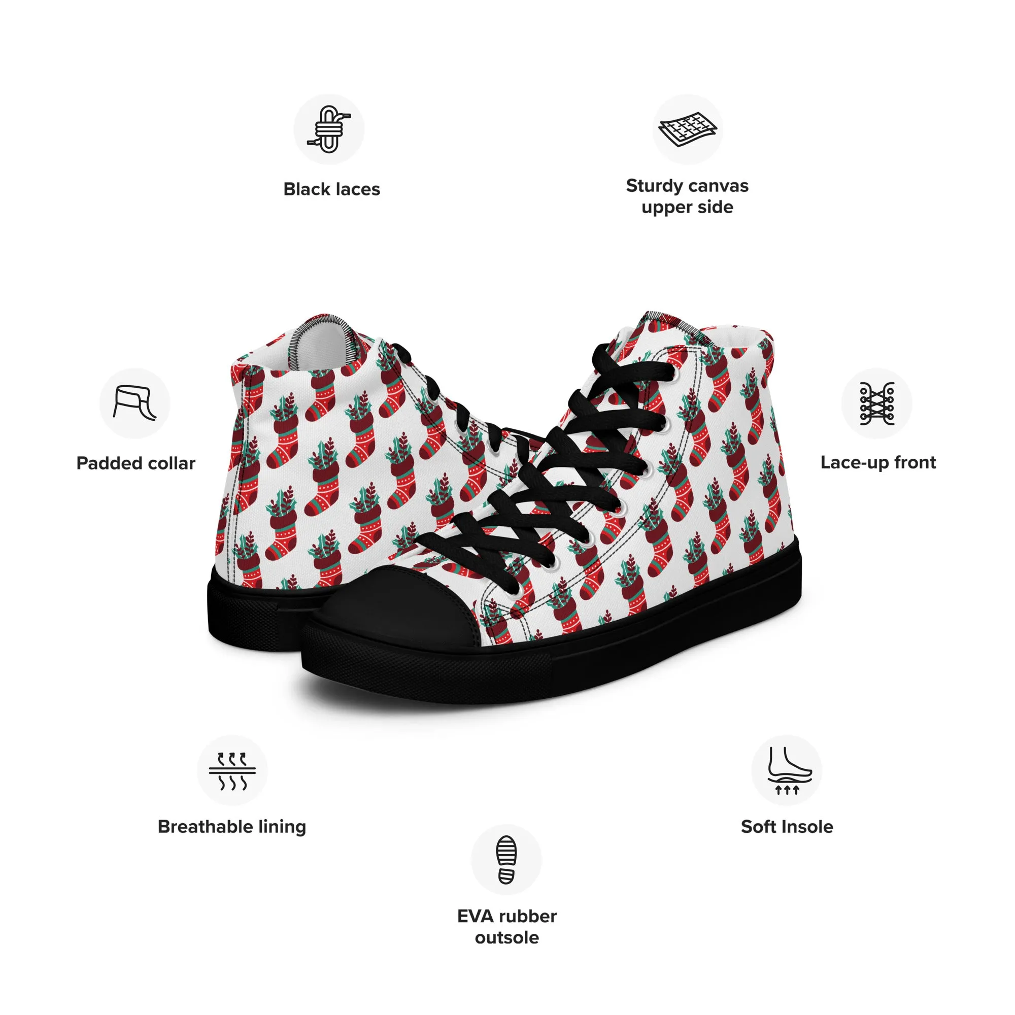 Men Christmas High Top Canvas Shoes (Glamourange Holiday Magic Canvas Shoes For Men - 0014)