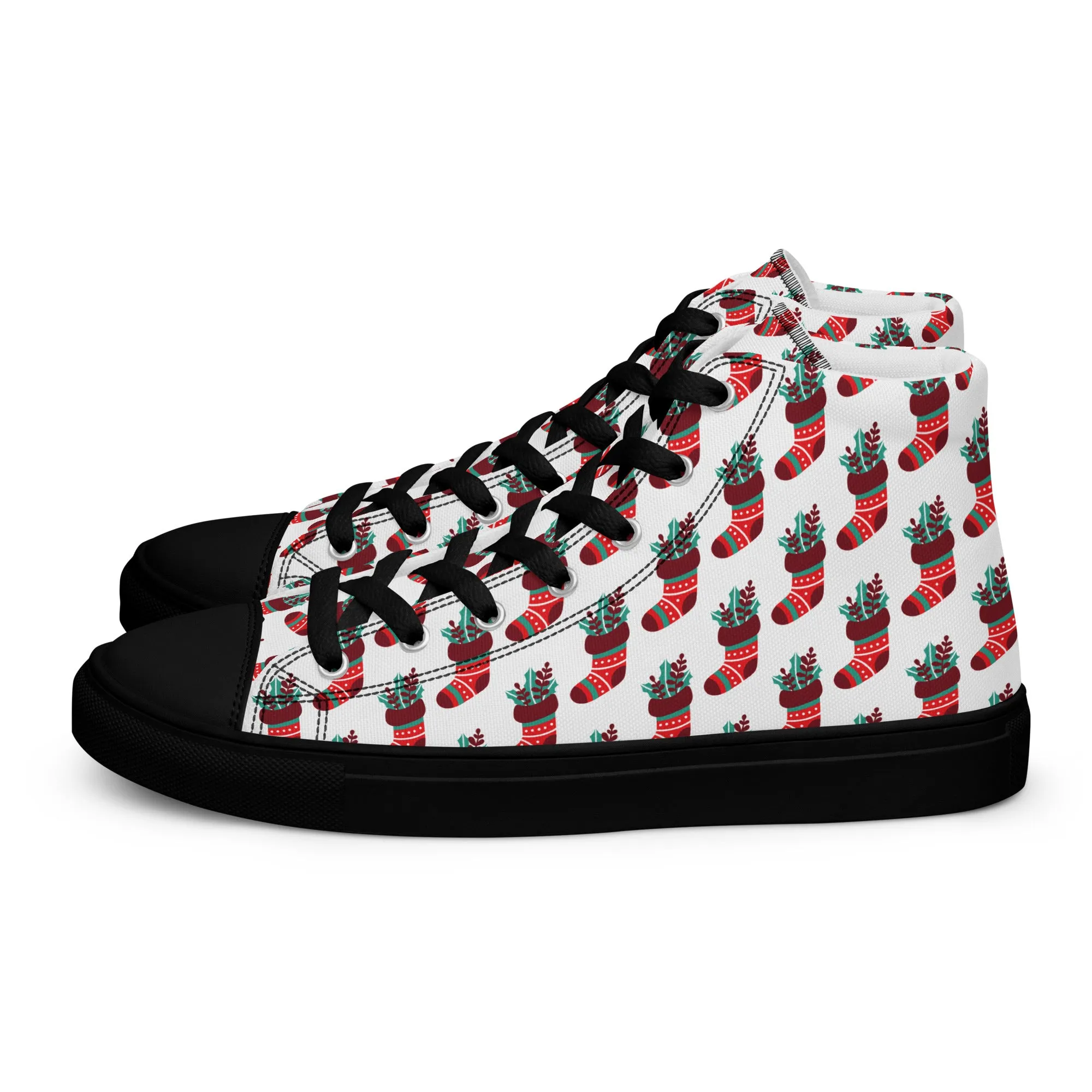 Men Christmas High Top Canvas Shoes (Glamourange Holiday Magic Canvas Shoes For Men - 0014)