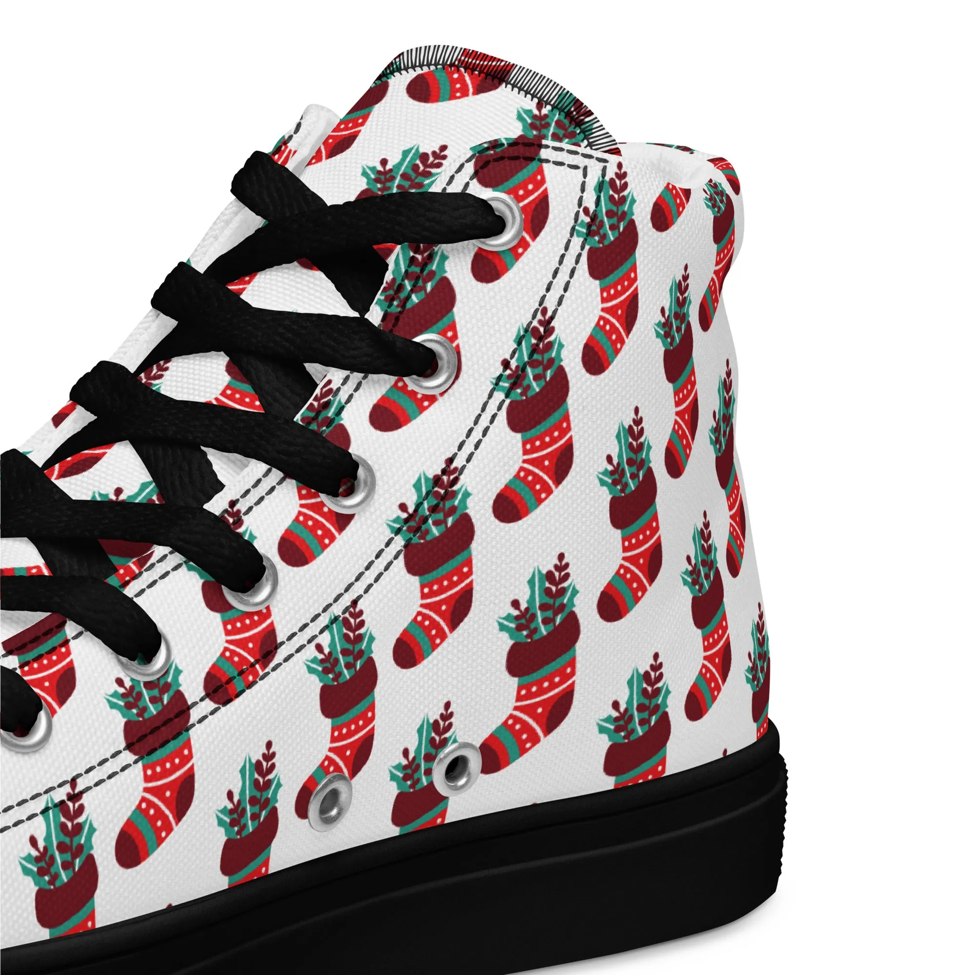 Men Christmas High Top Canvas Shoes (Glamourange Holiday Magic Canvas Shoes For Men - 0014)