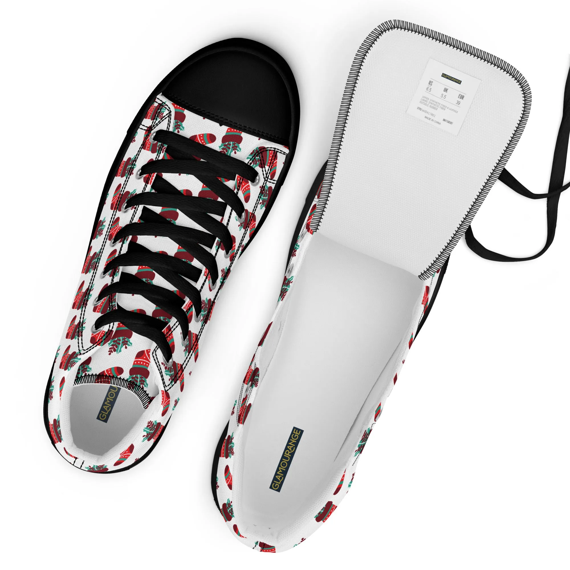 Men Christmas High Top Canvas Shoes (Glamourange Holiday Magic Canvas Shoes For Men - 0014)