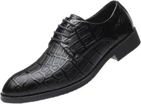 Men Oxford Dress Shoes Leather Pointed Toe Classic Brogue Lace Up Business Formal Wedding Comfortable Tuxedo Genuine Leather