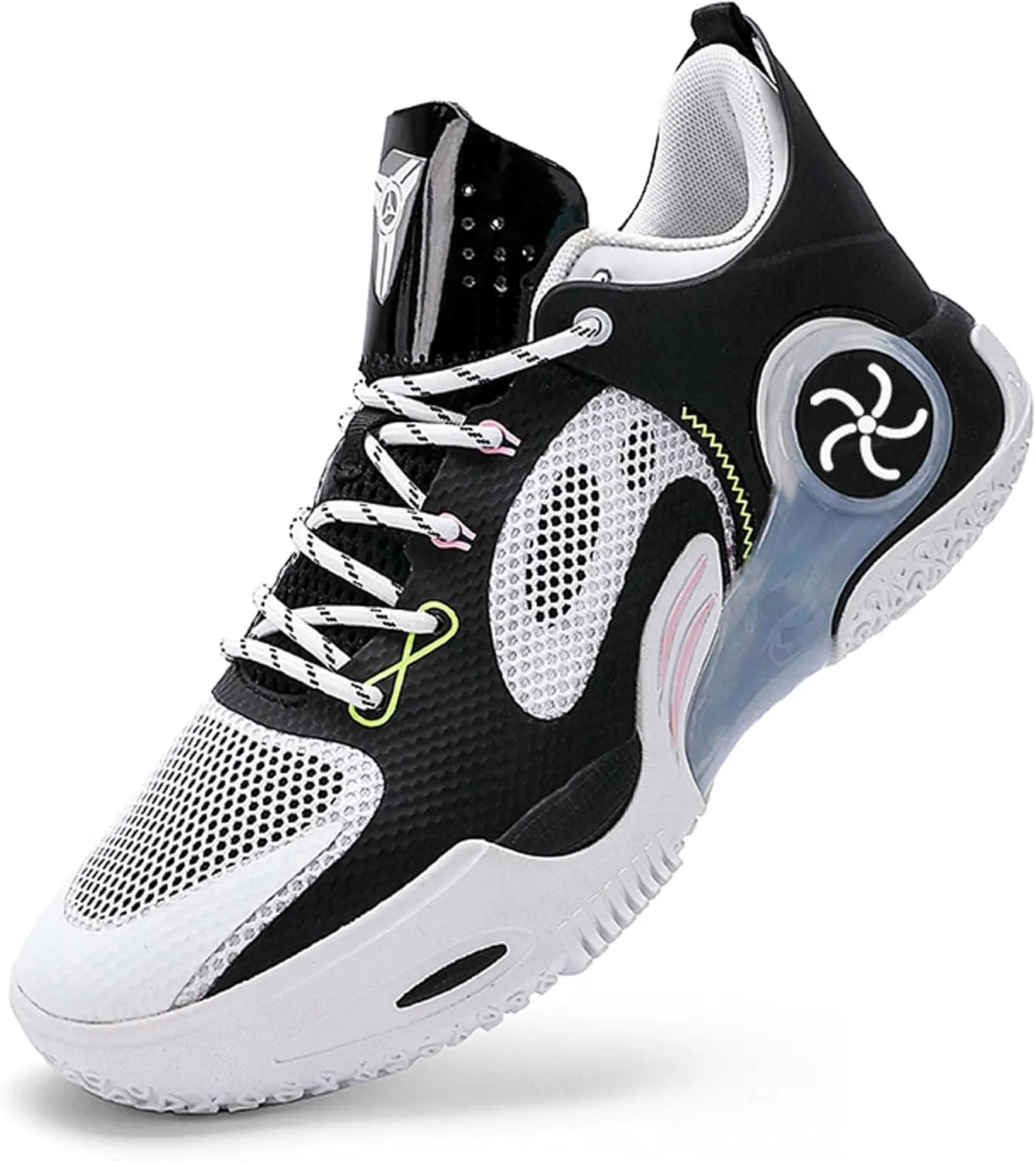 Mens and Womens Lace Up Mid Top Basketball Sneakers Rubber Sole Wear Resistant Walking Shoes High Elasticity Running Shoes Non Slip and Breathable Skateboarding Shoes Fitness Training Shoes Black