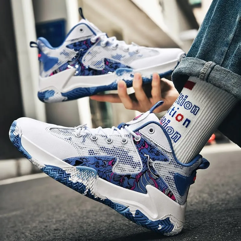 Mens Basketball Shoes Lightweight Non-Slip Breathable Sneakers Outdoor Fashion Training Shoes for Running Walking