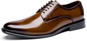 Men's Classic Genuine Leather Formal Business Derby Leather Shoes Fashion Lace Up Casual Tailcoat Oxford Shoes Comfortable Business Dress Shoes