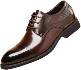 Men's Genuine Leather Low Oxford Casual Business Oxford Derby Leather Shoes Lug Sole Non-Slip Platform Business Work Dress Shoes