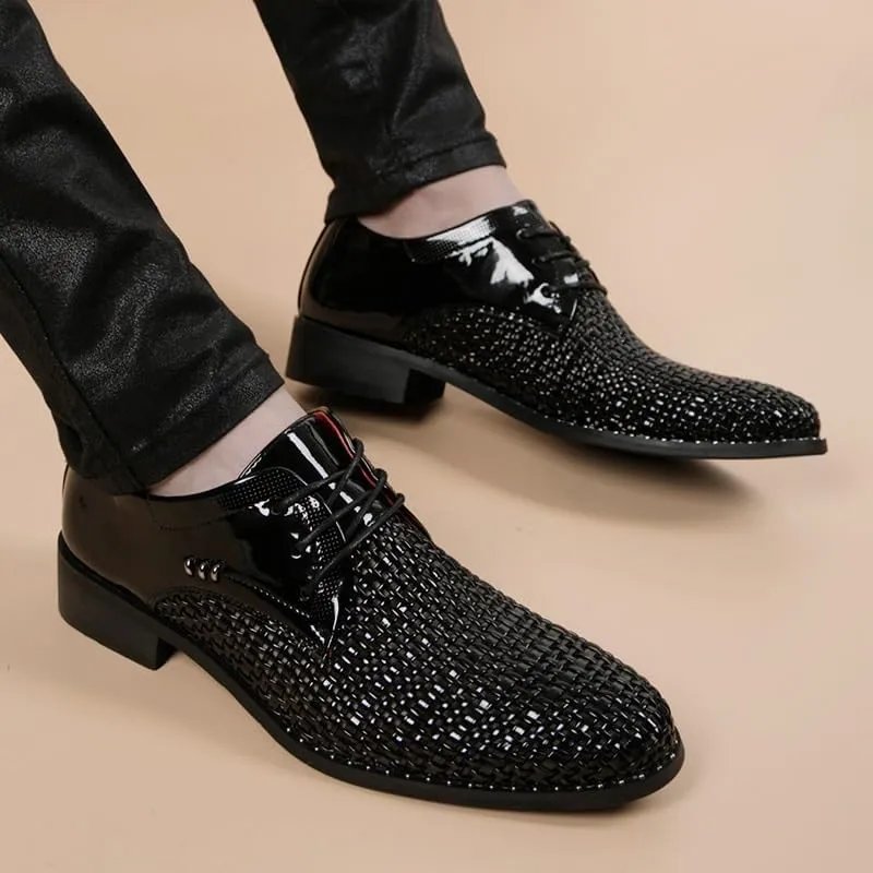 Men's Lace-Up Oxfords Shoes Casual Business Leather Dress Shoes for Men Fashion Breathable Wedding Tuxedo Shoes