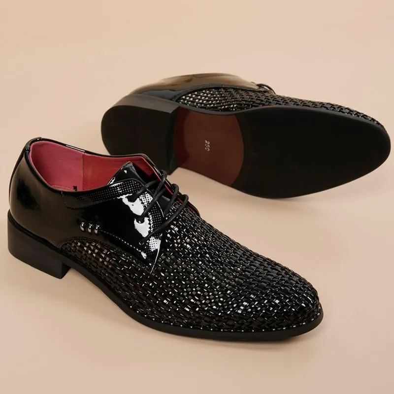 Men's Lace-Up Oxfords Shoes Casual Business Leather Dress Shoes for Men Fashion Breathable Wedding Tuxedo Shoes