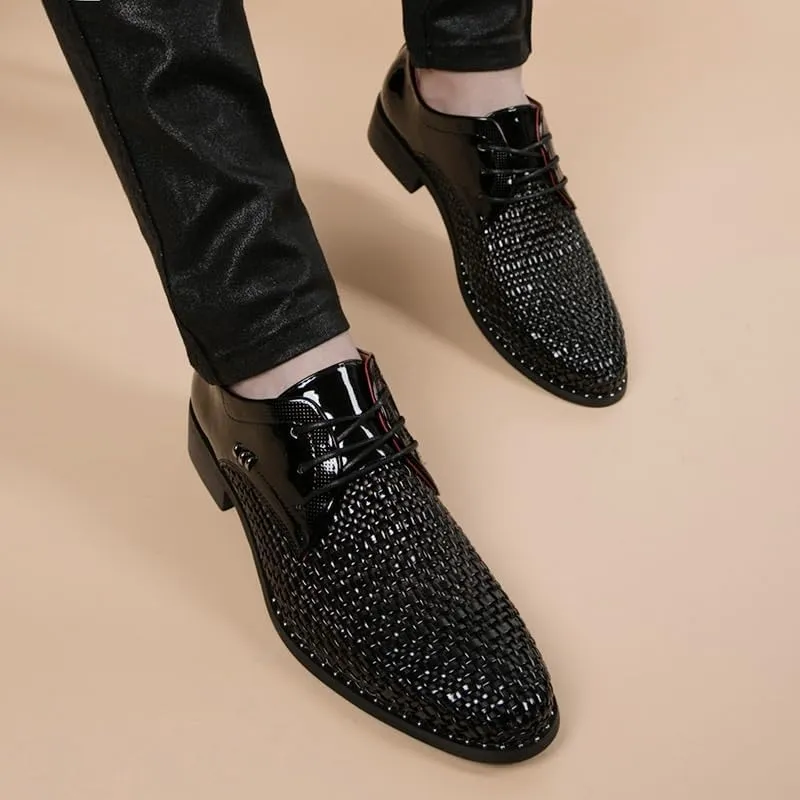 Men's Lace-Up Oxfords Shoes Casual Business Leather Dress Shoes for Men Fashion Breathable Wedding Tuxedo Shoes