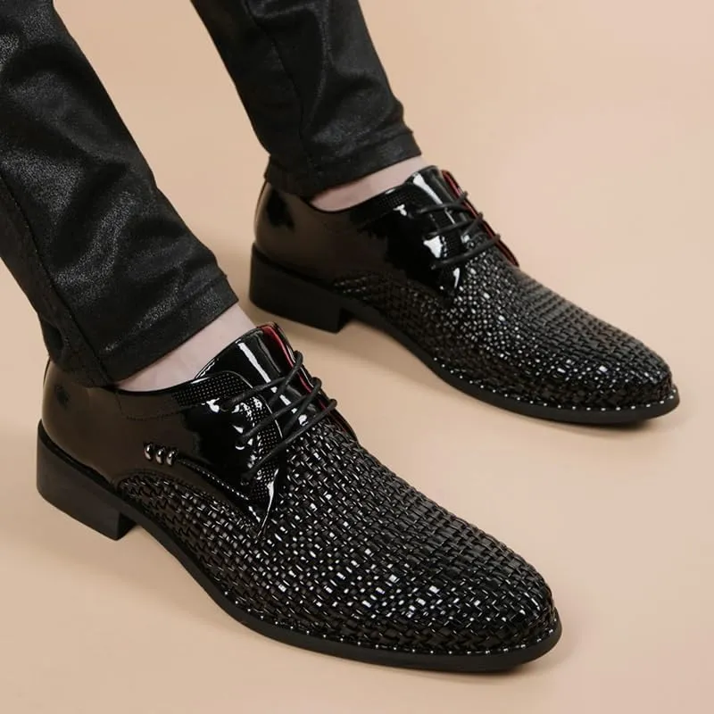 Men's Lace-Up Oxfords Shoes Casual Business Leather Dress Shoes for Men Fashion Breathable Wedding Tuxedo Shoes