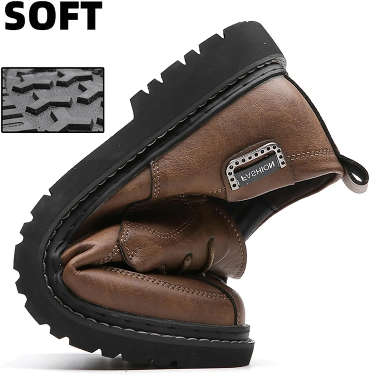 Mens Leather Casual Business Oxford Shoes Lace-Up Flat Dress Shoes Breathable Comfort Soft Sole Walking Loafers
