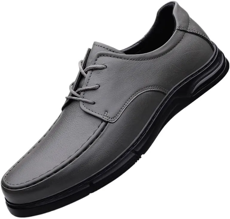 Men's Leather Lace Up Formal Dress Sneakers - Comfortable Non-Slip Casual Business Oxfords