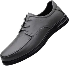 Men's Leather Lace Up Formal Dress Sneakers - Comfortable Non-Slip Casual Business Oxfords