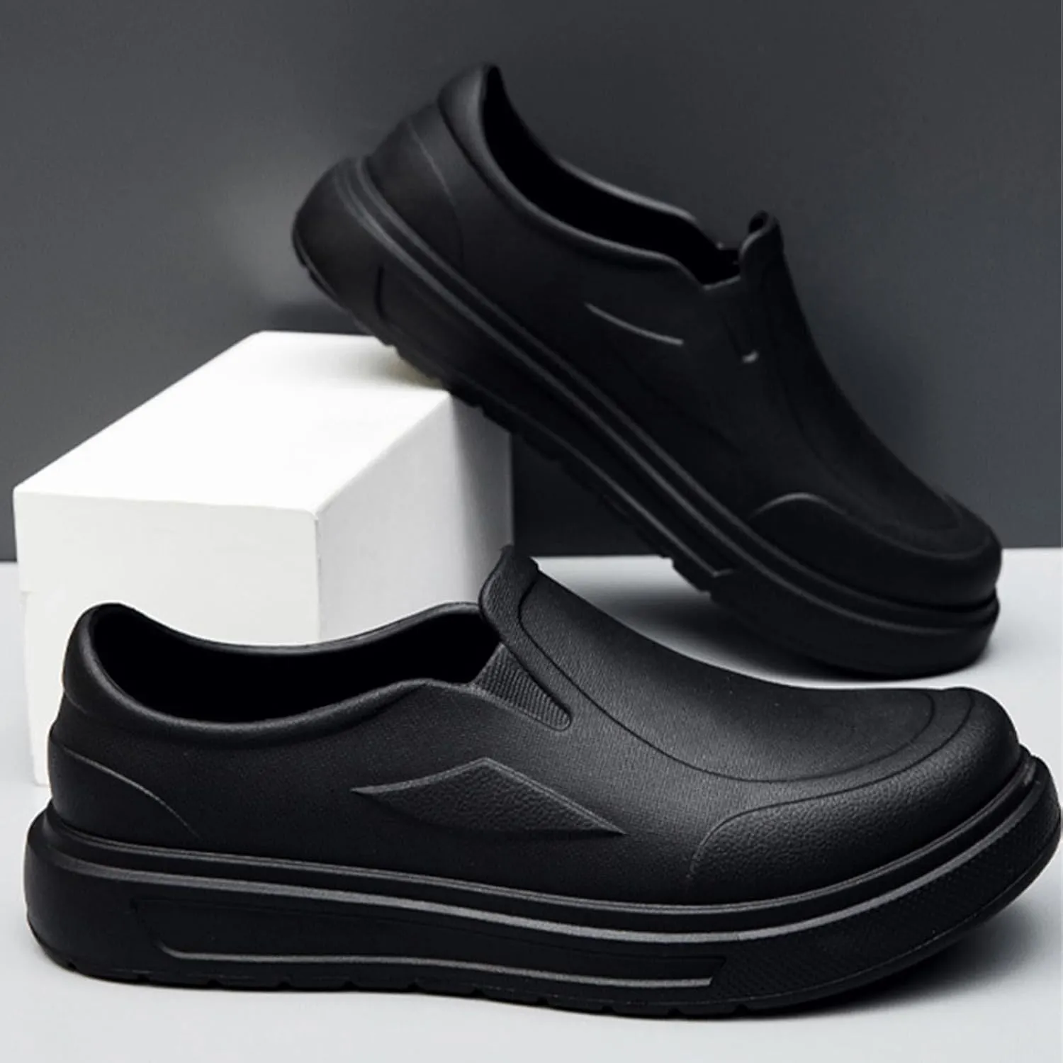 Men's Oil Resistant Waterproof Slip-On Chef Shoes Comfort Lightweight Non Slip Work Penny Shoes Kitchen Outdoor Outdoor Loafers