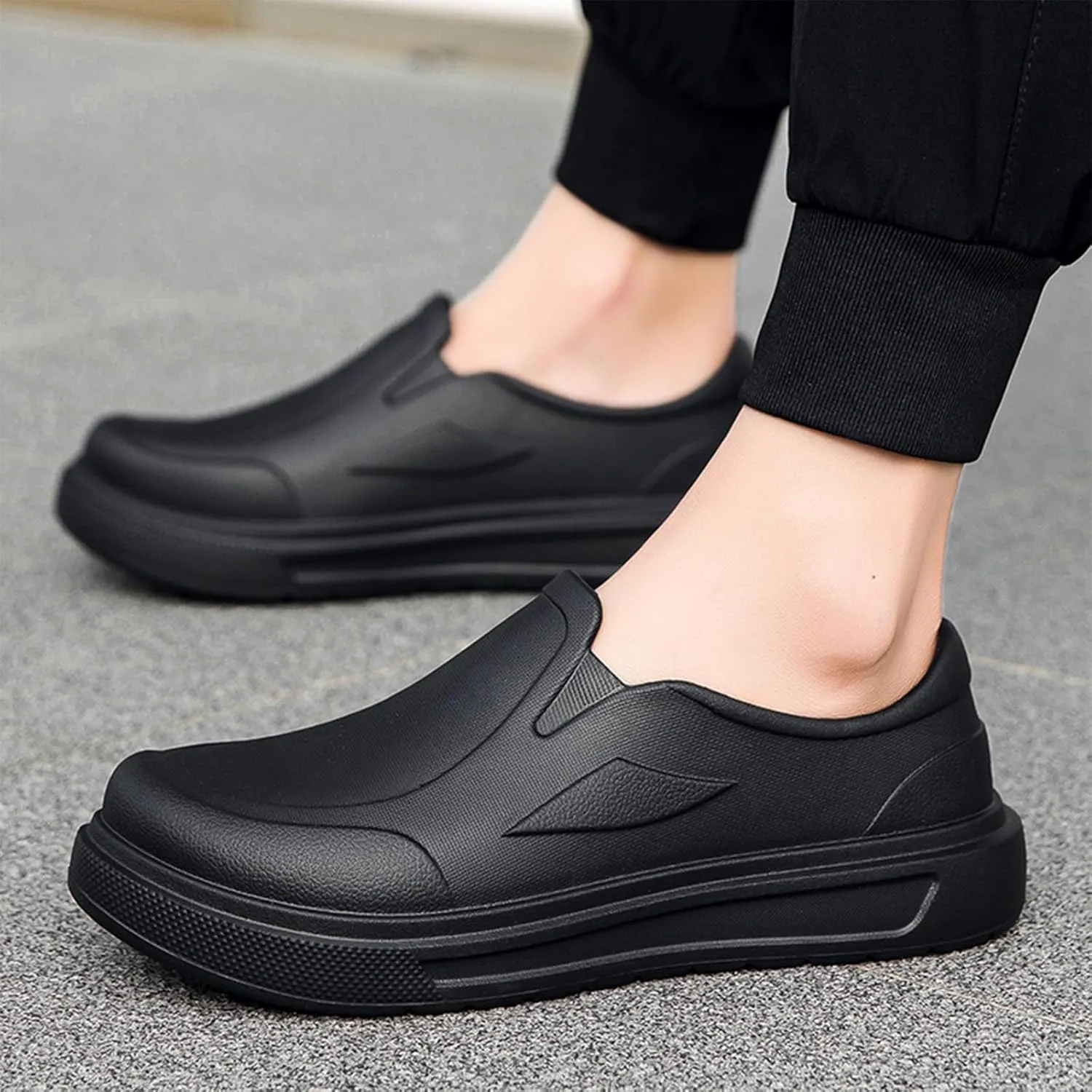 Men's Oil Resistant Waterproof Slip-On Chef Shoes Comfort Lightweight Non Slip Work Penny Shoes Kitchen Outdoor Outdoor Loafers