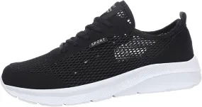 Men's Running Tennis Shoes Breathable Walking Shoes Lace Up Outdoor Casual Mesh Trainer Running (White, 9)
