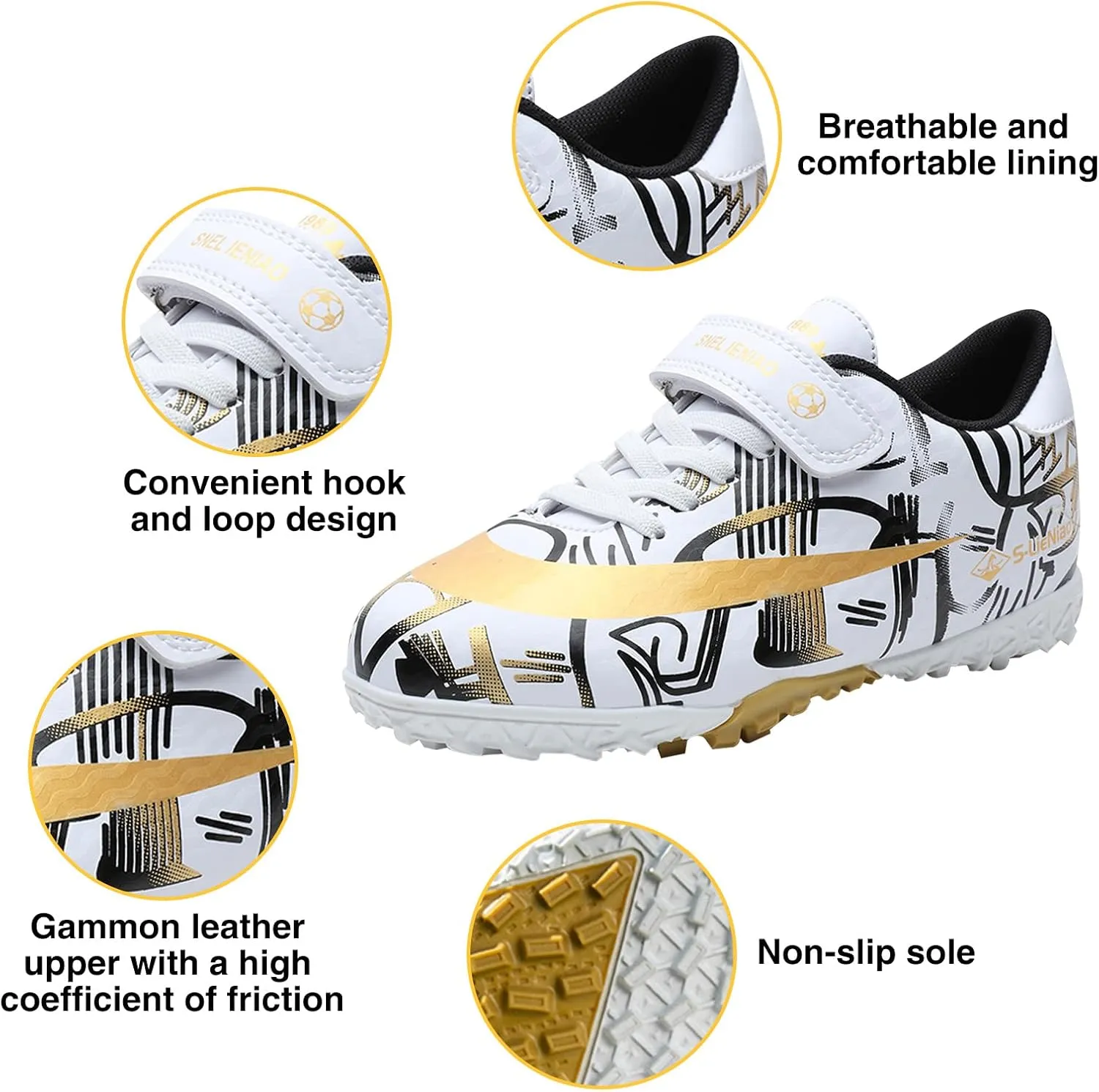 Mnplciea Kids Soccer Cleats Boys Girls Athletic Football Shoes Teenager Outdoor Indoor Anti-SlipTurf Soccer Shoes