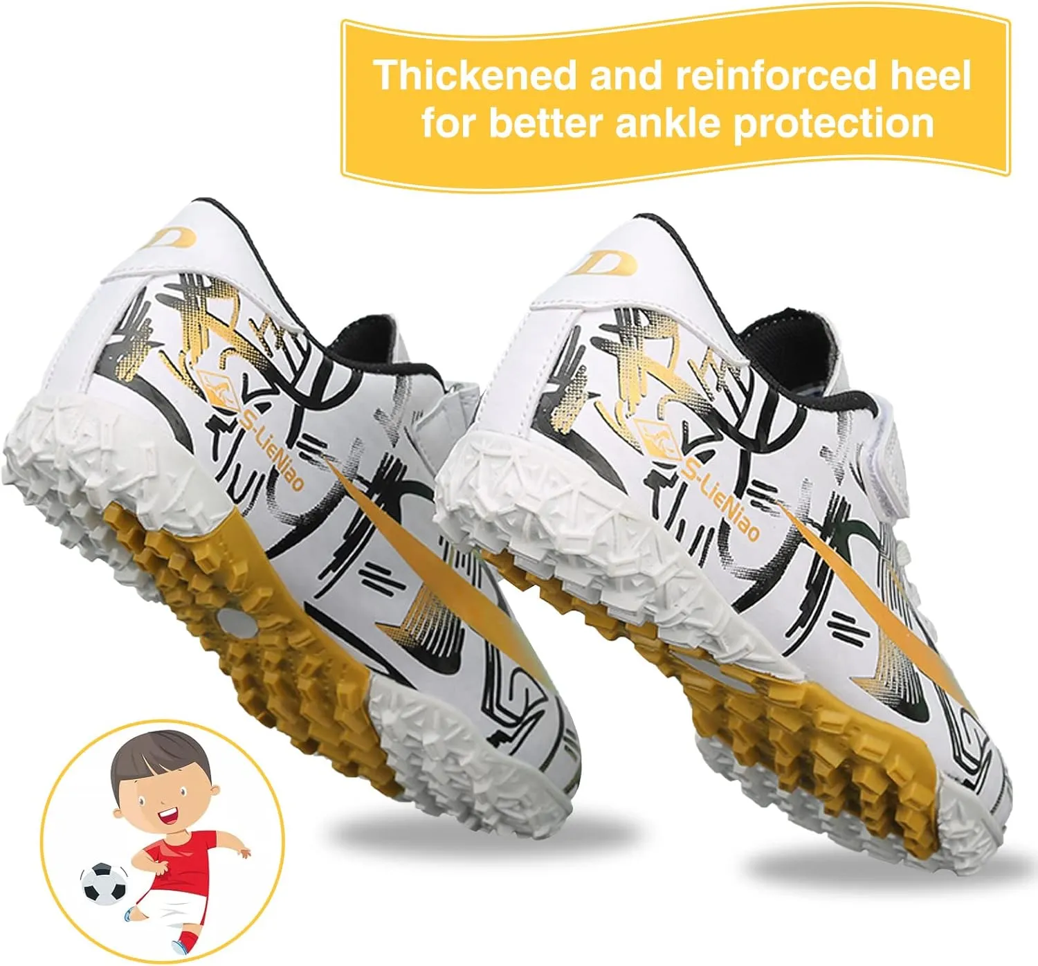 Mnplciea Kids Soccer Cleats Boys Girls Athletic Football Shoes Teenager Outdoor Indoor Anti-SlipTurf Soccer Shoes