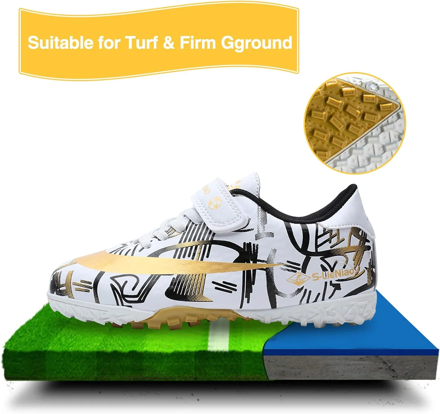 Mnplciea Kids Soccer Cleats Boys Girls Athletic Football Shoes Teenager Outdoor Indoor Anti-SlipTurf Soccer Shoes