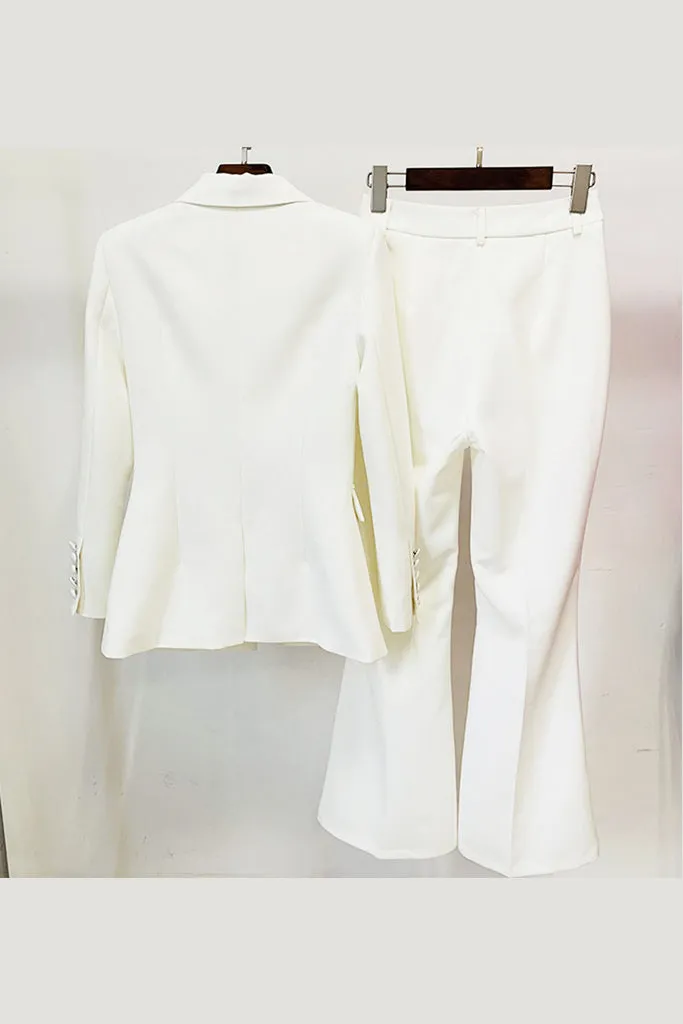 One Buckle Coat and Bell Leg Pants Suit Set