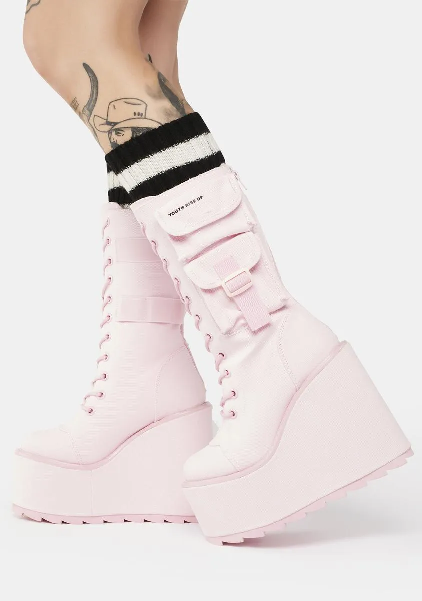 Pink Canvas Dune Desert Boots