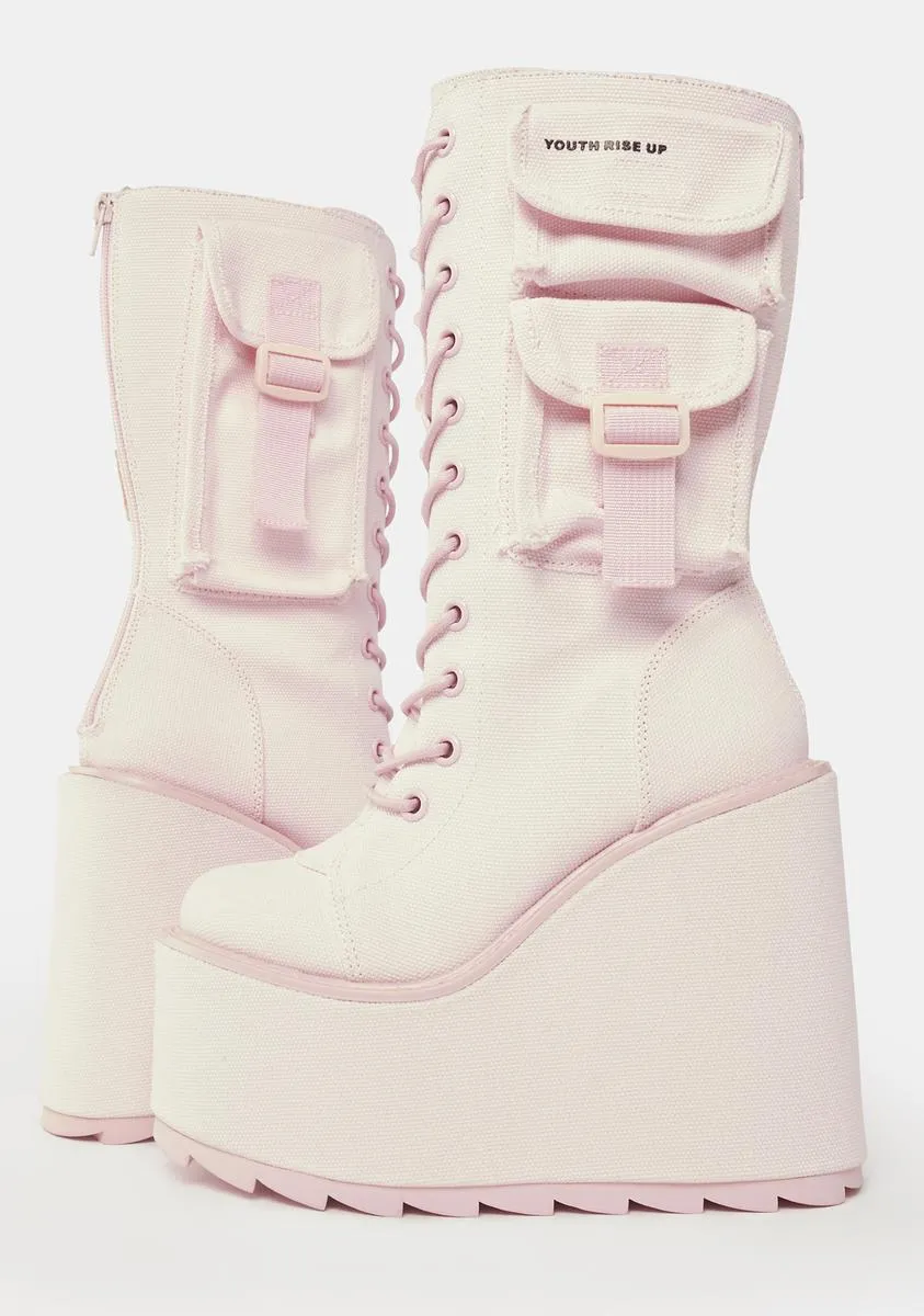 Pink Canvas Dune Desert Boots