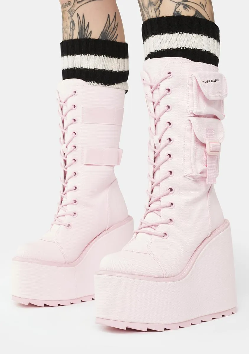 Pink Canvas Dune Desert Boots