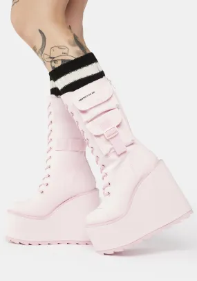 Pink Canvas Dune Desert Boots