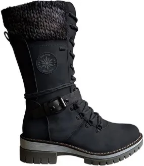 Round Head Women's Western Boots Wool Ankle Buckle Strap Fashion Casual Snow Boots Lace Up Zip Mid Calf Booties Platform Chunky Heel Mid Tube Booties Shoes